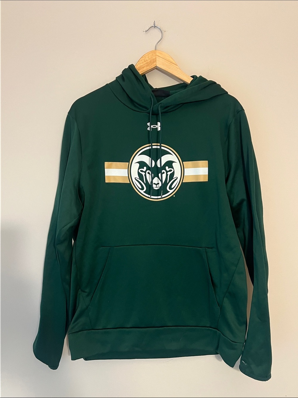Under Armour Dark Green CSU Rams Hoodie with Gold Stripe